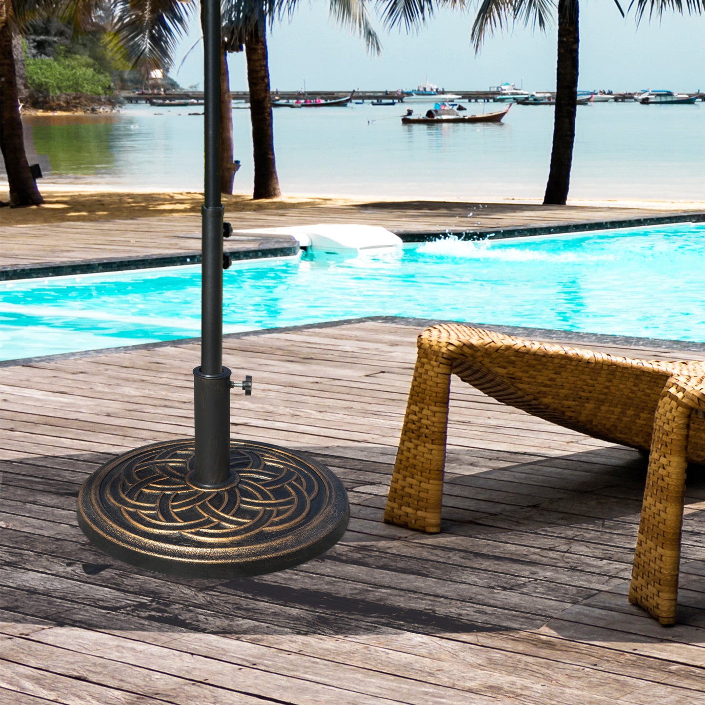 Outsunny 11.5kg Heavy Duty Parasol Base, Umbrella Stand Holder, Parasol Stand for 38mm or 48mm Patio Umbrella Pole, Bronze Tone