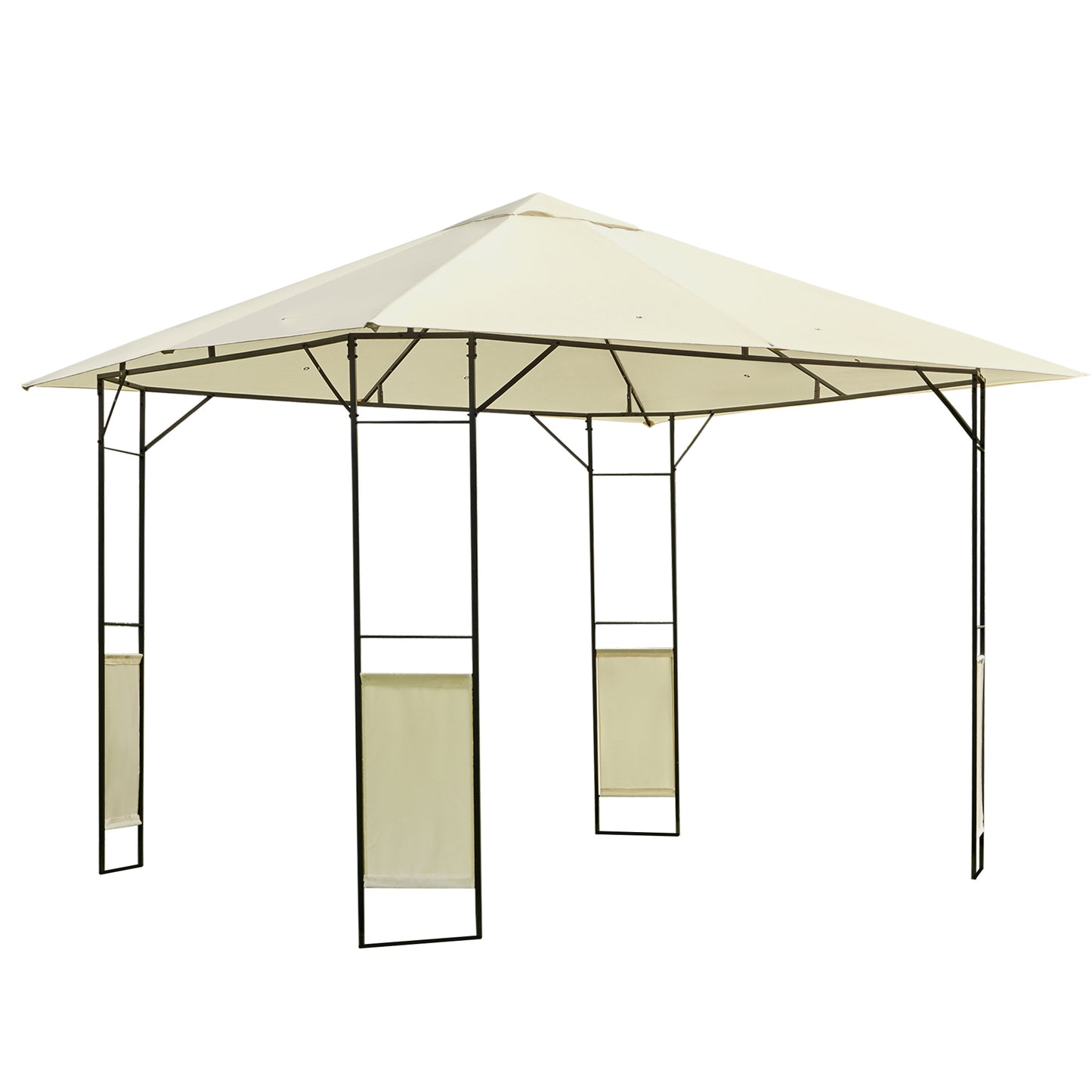 Outsunny 3 x 3 m Garden Metal Gazebo for Party and BBQ w/ Water-resistant PE Canopy Top, Cream - OutdoorBox