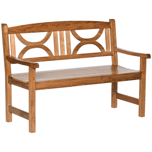 Outsunny 2-Seater Chair, Wooden Garden Bench, Outdoor Patio Loveseat for Yard, Lawn, Porch, Natural