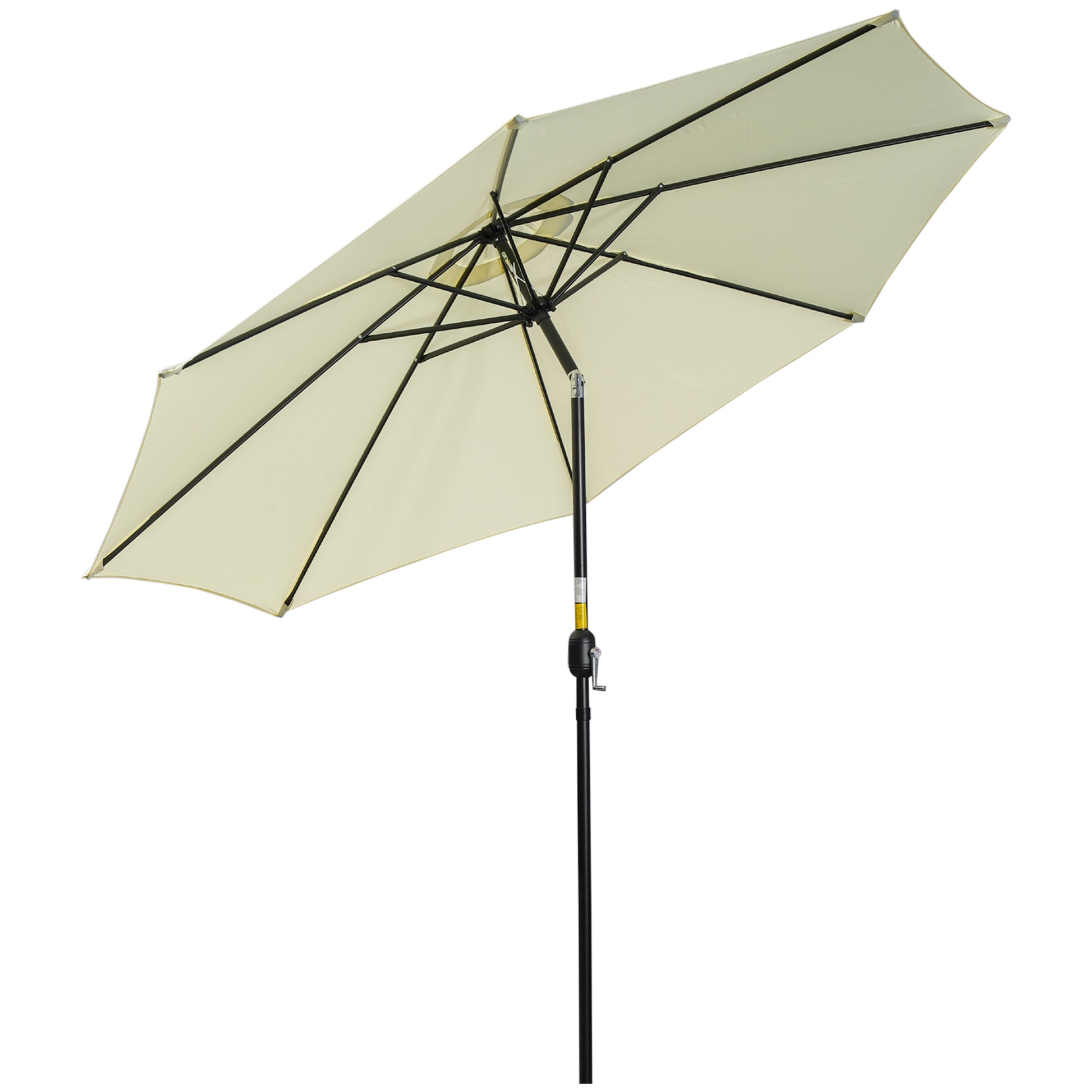 Outsunny 3(m) Tilting Parasol Garden Umbrellas, Outdoor Sun Shade with 8 Ribs, Tilt and Crank Handle for Balcony, Bench, Garden, Beige - OutdoorBox