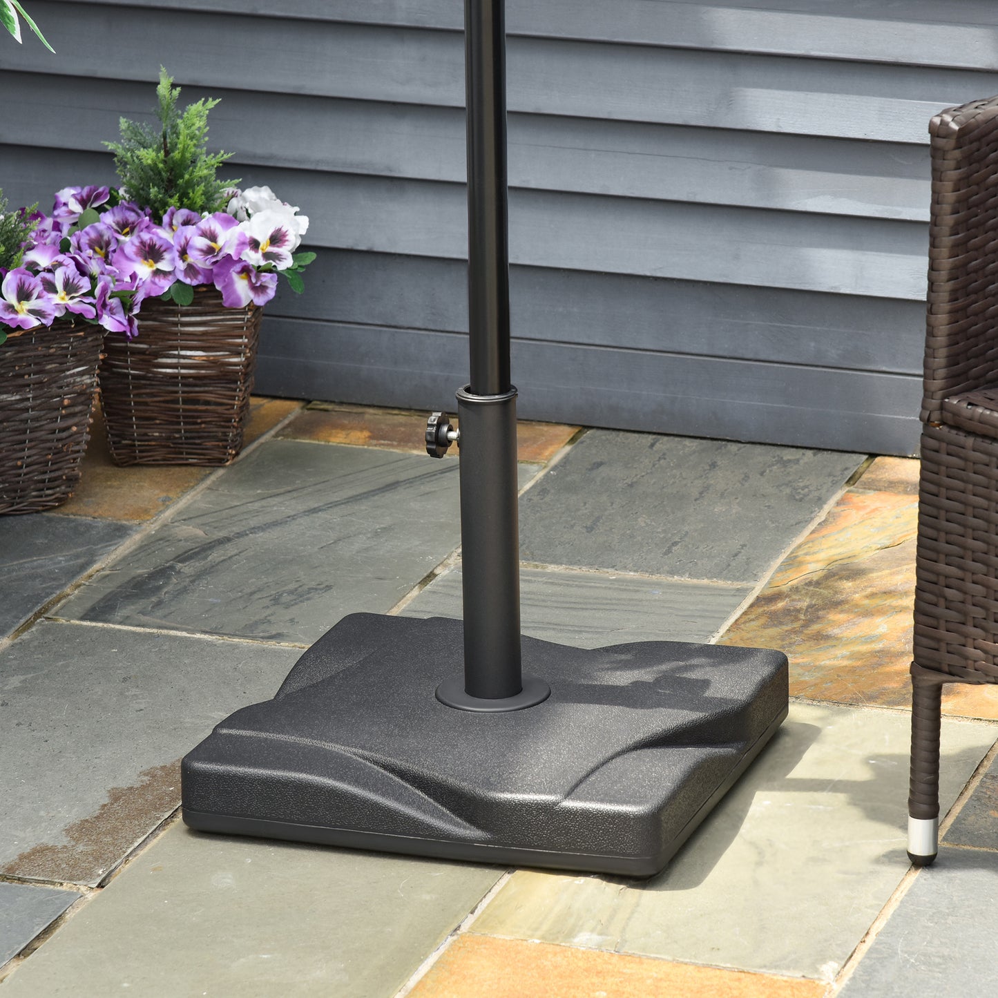 Outsunny Square Cement Parasol Base Umbrella Weight Stand Black