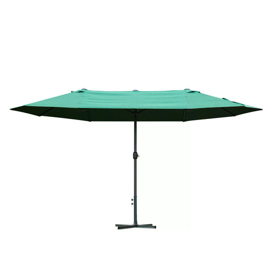 Outsunny 4.6m Garden Parasol Double-Sided Sun Umbrella Patio Market Shelter Canopy Shade Outdoor Dark Green