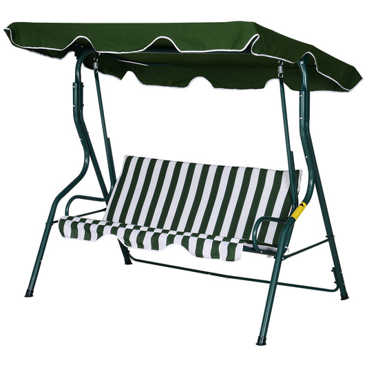 Outsunny Steel 3-Seater Swing Chair w/ Canopy Green