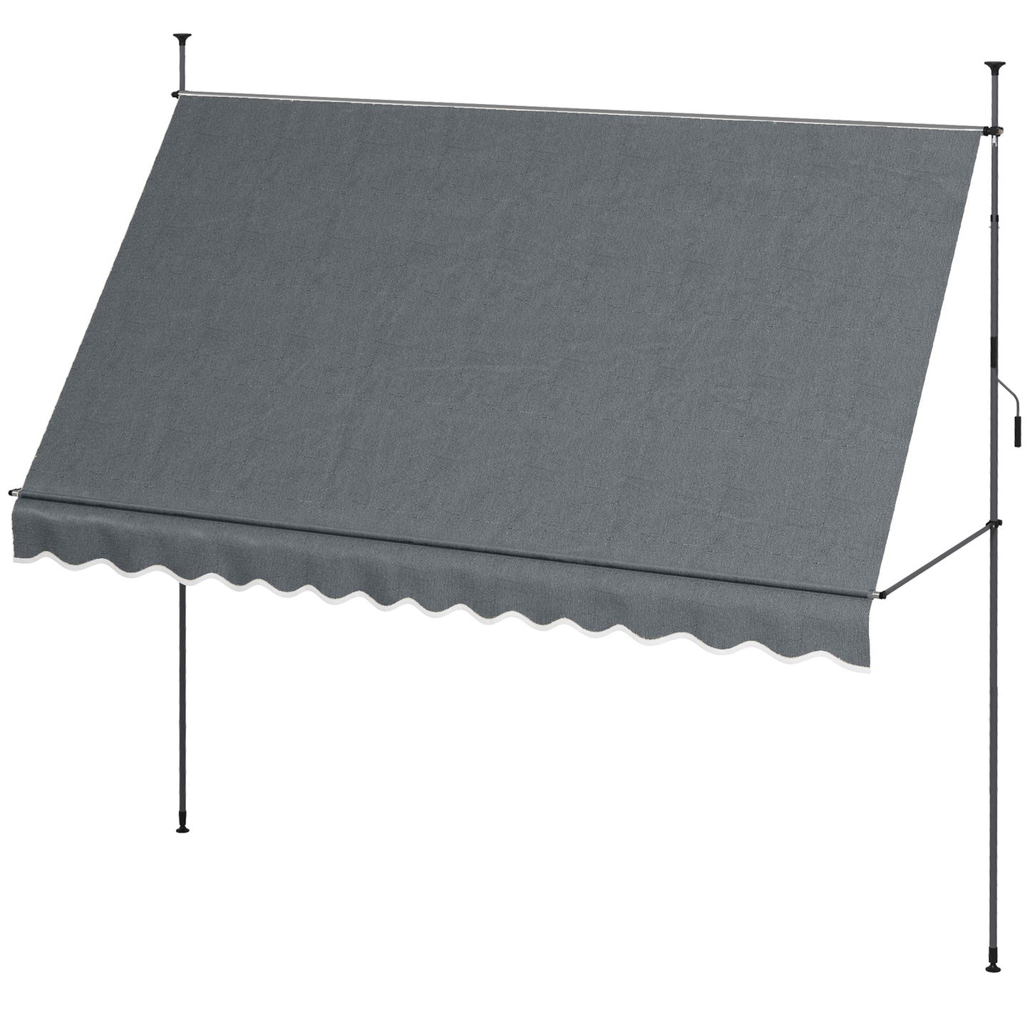 Outsunny 3.5 x 1.2m Retractable Awning, Free Standing Patio Sun Shade Shelter, UV Resistant, for Window and Door, Dark Grey - OutdoorBox