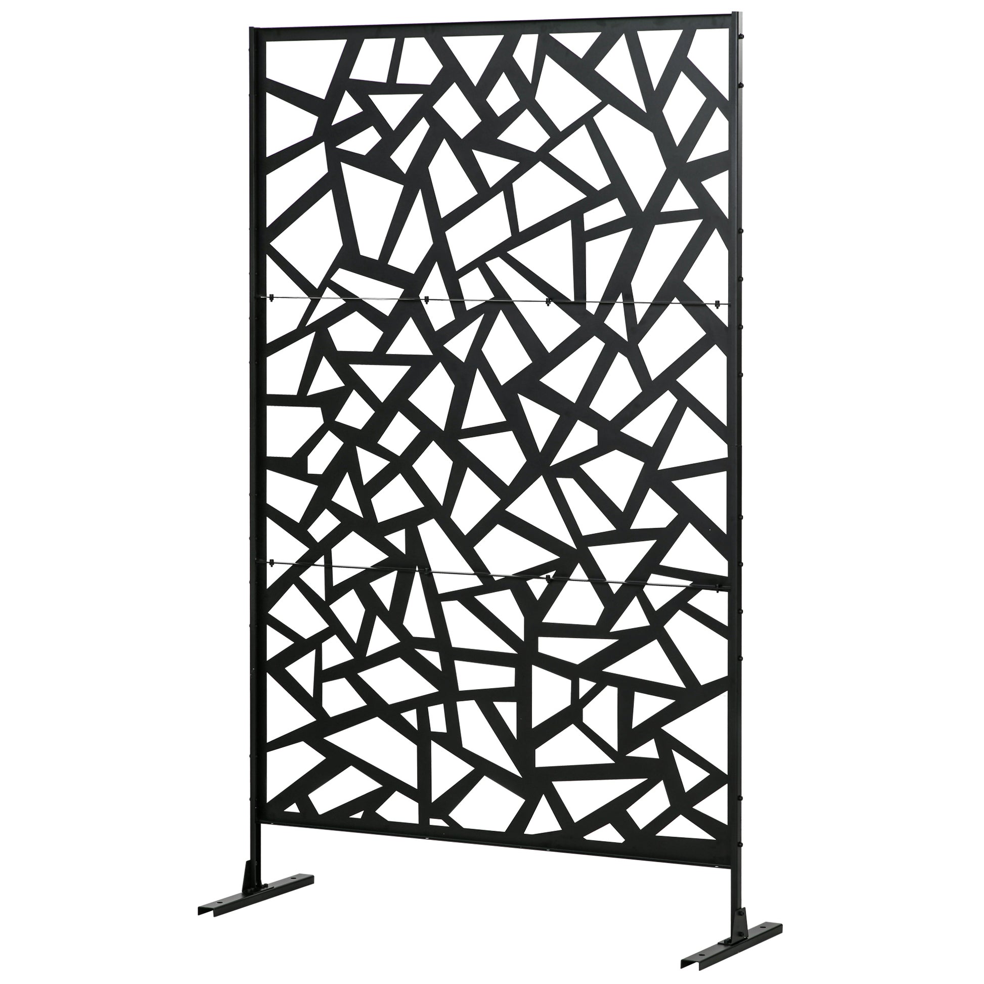 Outsunny Freestanding Garden Partition Screen Metal Decorative Outdoor Divider with Expansion Screws for Garden Patio Deck - OutdoorBox