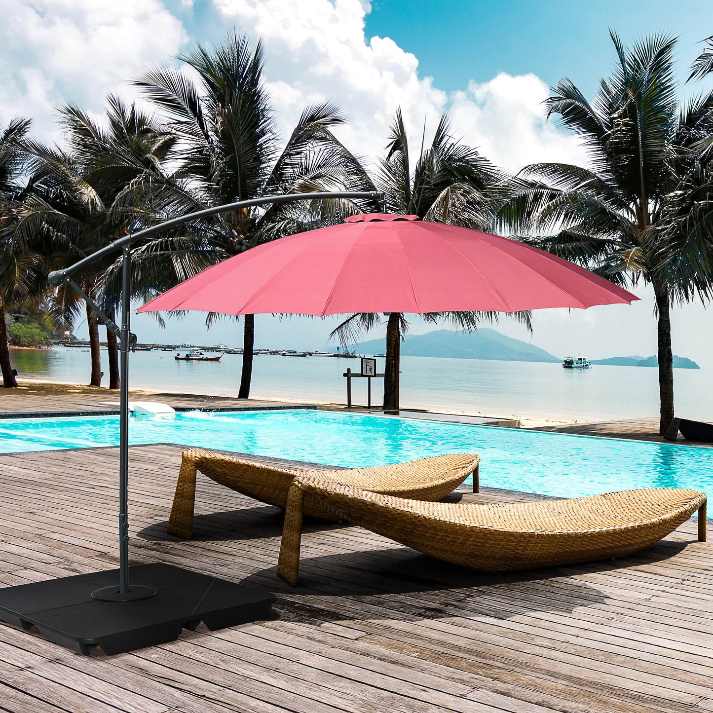 Outsunny Set of 4 Parasol Base Weights, Sand Filled Umbrella Base for Banana Hanging and Cantilever Umbrella Parasol Up to 80kg, Black