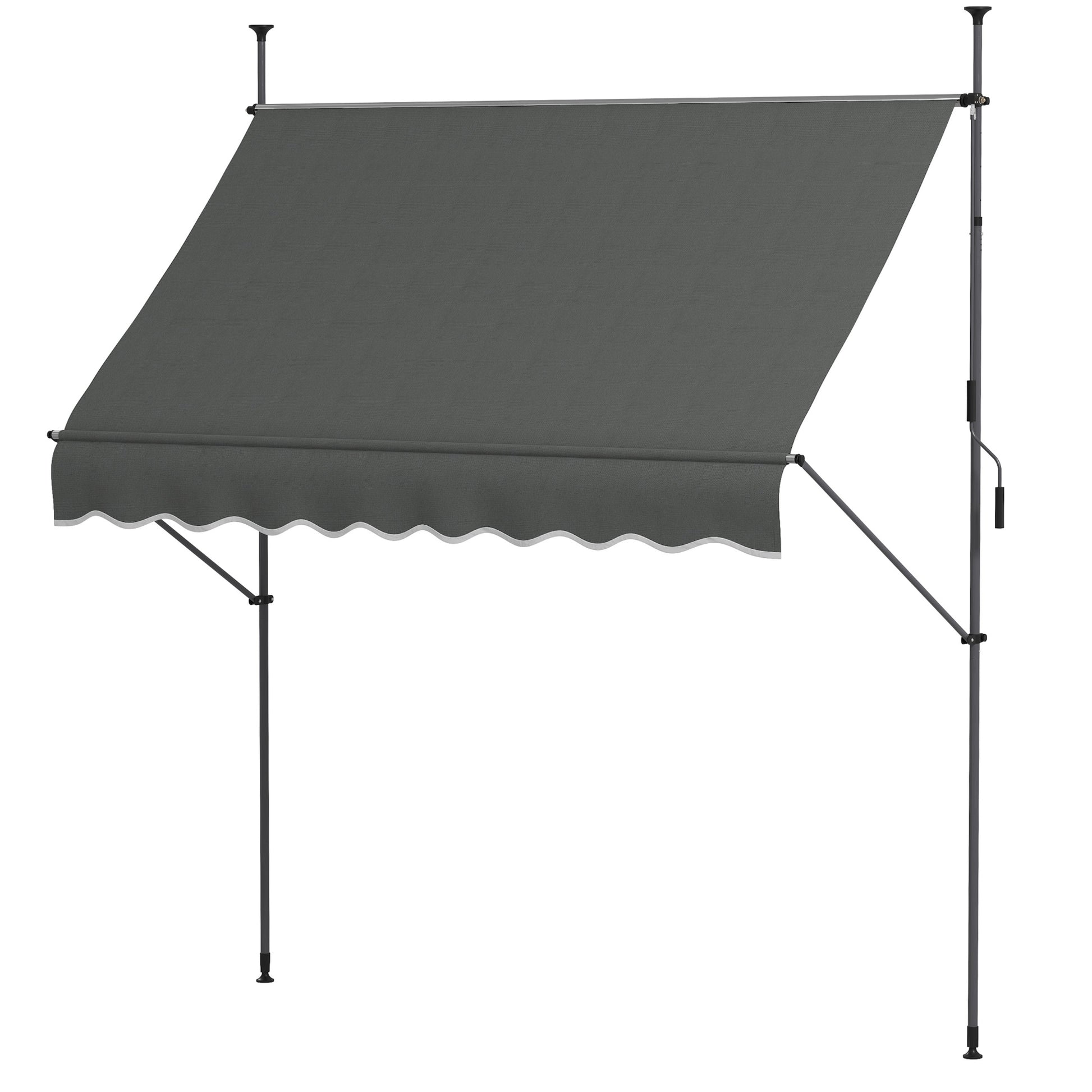 Outsunny 2.5 x 1.2m Retractable Awning, Free Standing Patio Sun Shade Shelter, UV Resistant, for Window and Door, Dark Grey - OutdoorBox